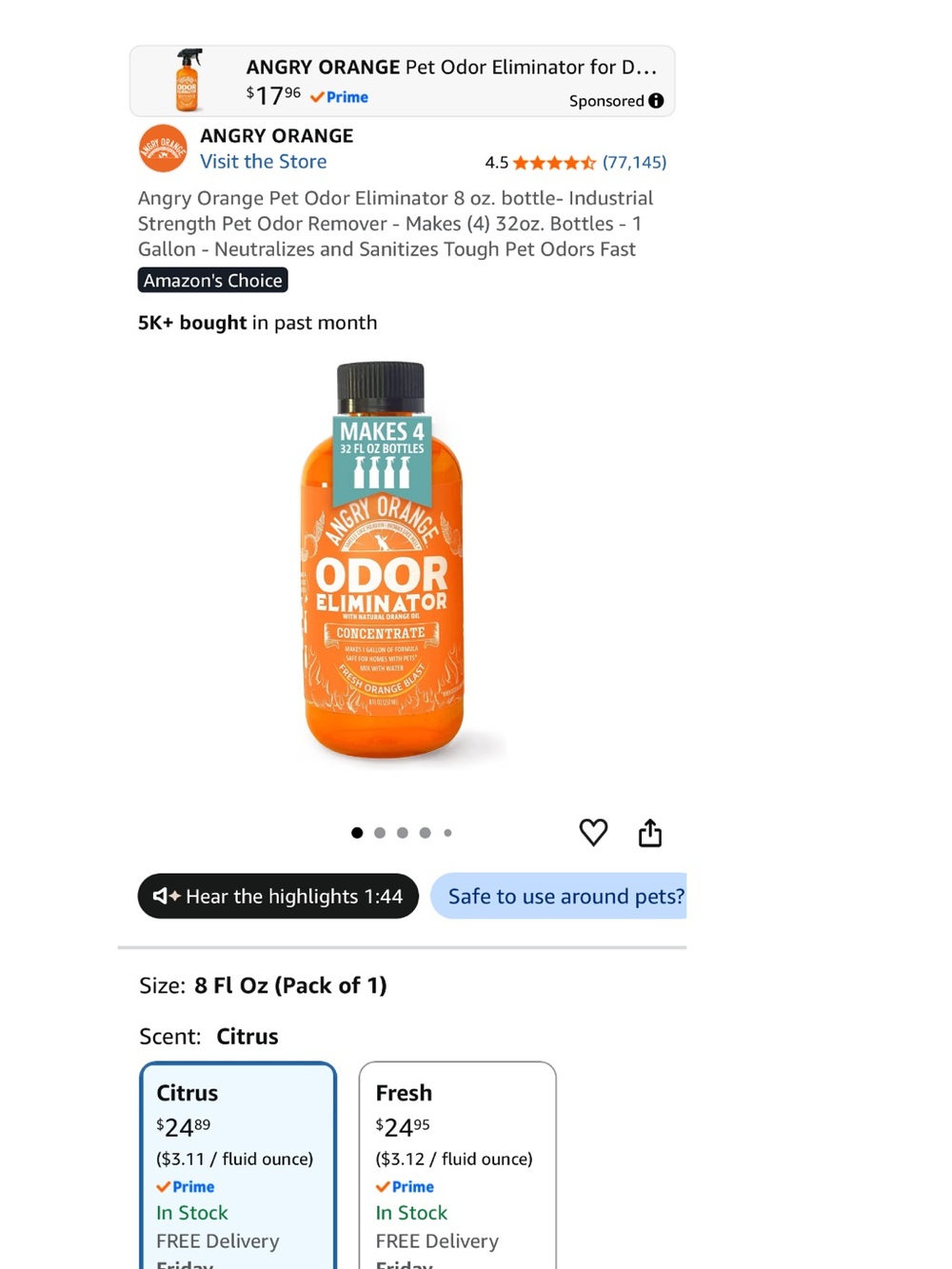 Citrus Odor Eliminator Concentrate - Orange